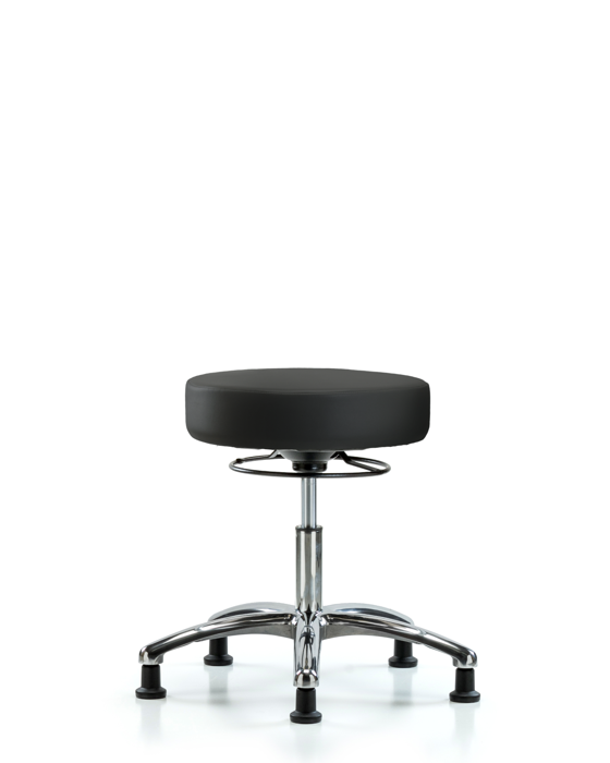 Blue Ridge Ergonomics VDHSO-CR-RG-8540 Rutledge Vinyl Stool without Back Chrome - Desk Height with Stationary Glides in Black Trailblazer™ Vinyl