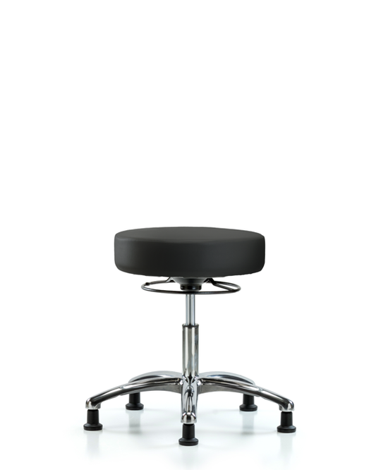 Blue Ridge Ergonomics VDHSO-CR-RG-8540 Rutledge Vinyl Stool without Back Chrome - Desk Height with Stationary Glides in Black Trailblazer™ Vinyl