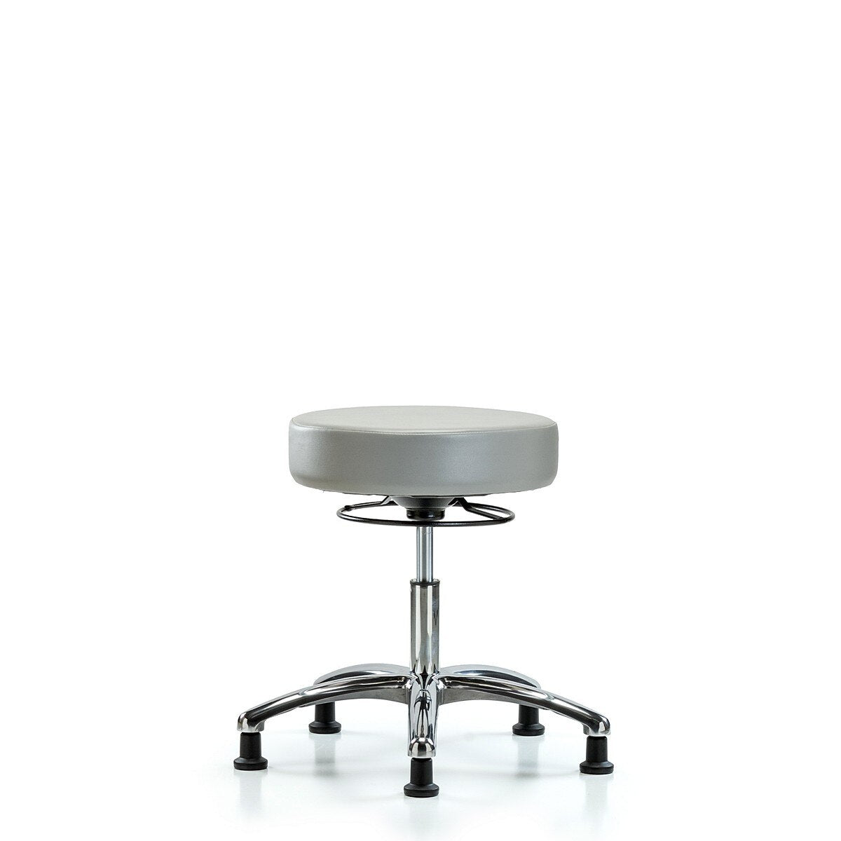 Blue Ridge Ergonomics VDHSO-CR-RG-8567 Rutledge Vinyl Stool without Back Chrome - Desk Height with Stationary Glides in Dove Trailblazer™ Vinyl