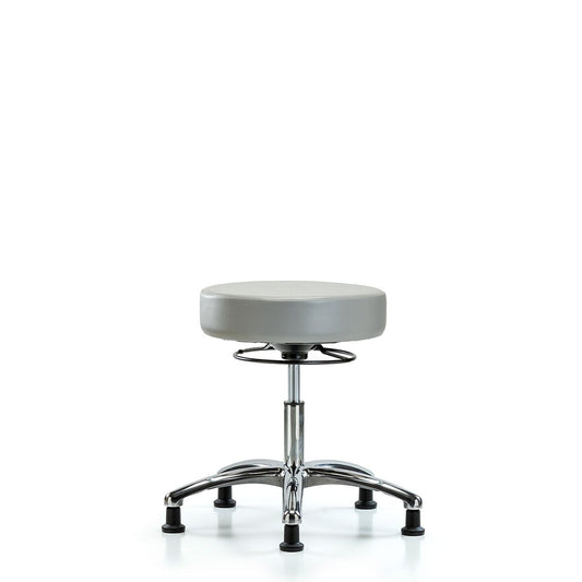 Blue Ridge Ergonomics VDHSO-CR-RG-8567 Rutledge Vinyl Stool without Back Chrome - Desk Height with Stationary Glides in Dove Trailblazer™ Vinyl