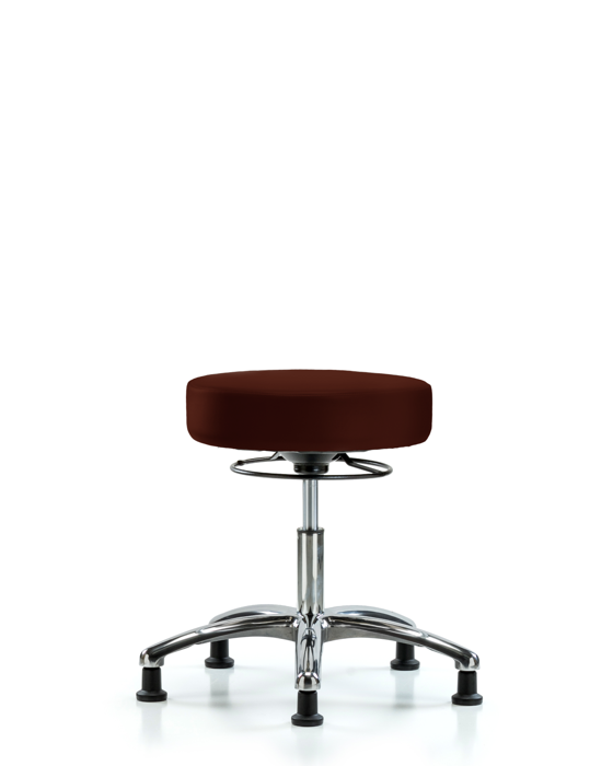 Blue Ridge Ergonomics VDHSO-CR-RG-8569 Rutledge Vinyl Stool without Back Chrome - Desk Height with Stationary Glides in Burgundy Trailblazer™ Vinyl