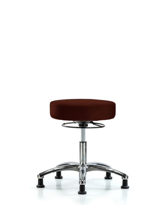 Blue Ridge Ergonomics VDHSO-CR-RG-8569 Rutledge Vinyl Stool without Back Chrome - Desk Height with Stationary Glides in Burgundy Trailblazer™ Vinyl