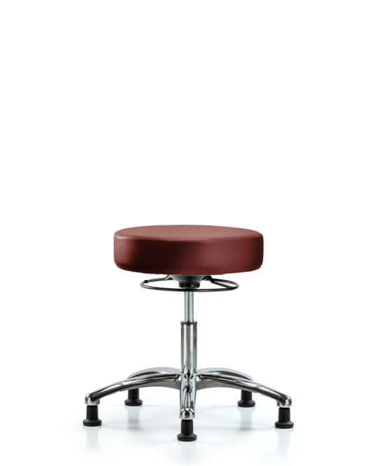 Blue Ridge Ergonomics VDHSO-CR-RG-8815 Rutledge Vinyl Stool without Back Chrome - Desk Height with Stationary Glides in Borscht Supernova™ Vinyl