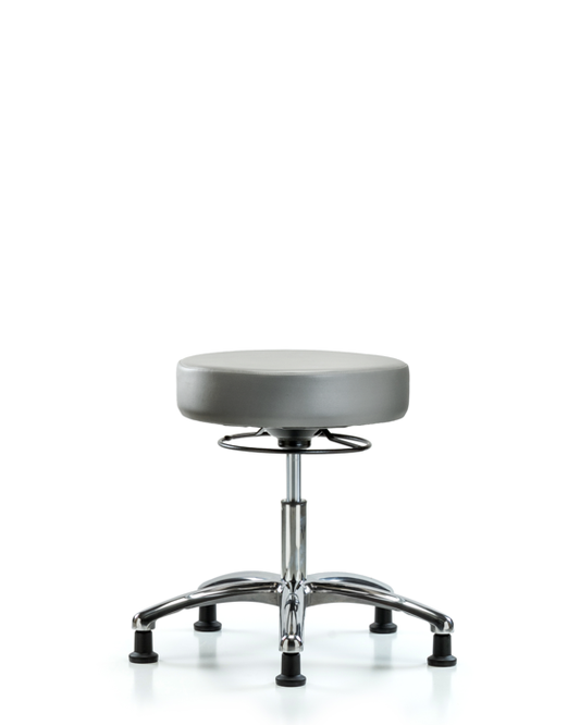 Blue Ridge Ergonomics VDHSO-CR-RG-8840 Rutledge Vinyl Stool without Back Chrome - Desk Height with Stationary Glides in Sterling Supernova™ Vinyl