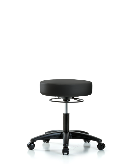 Blue Ridge Ergonomics VDHSO-RG-RC-8540 Rutledge Vinyl Stool without Back - Desk Height with Casters in Black Trailblazer™ Vinyl