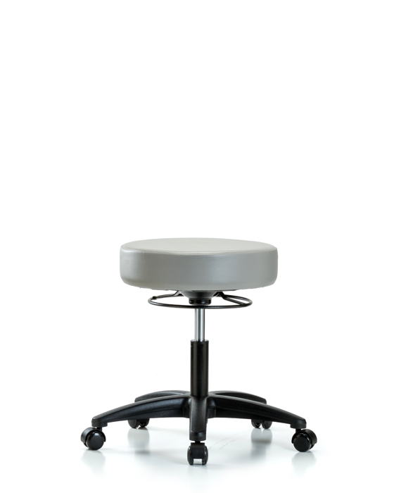 Blue Ridge Ergonomics VDHSO-RG-RC-8567 Rutledge Vinyl Stool without Back - Desk Height with Casters in Dove Trailblazer™ Vinyl