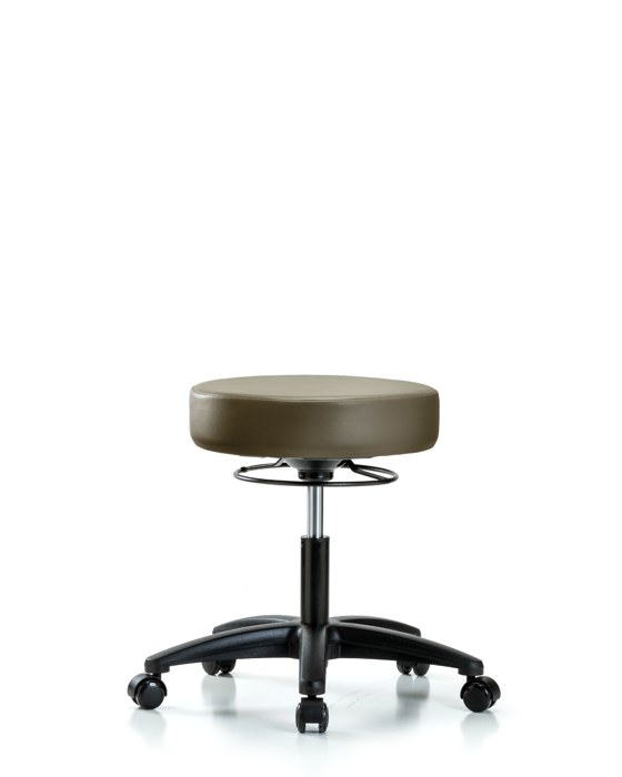 Blue Ridge Ergonomics VDHSO-RG-RC-8809 Rutledge Vinyl Stool without Back - Desk Height with Casters in Taupe Supernova™ Vinyl