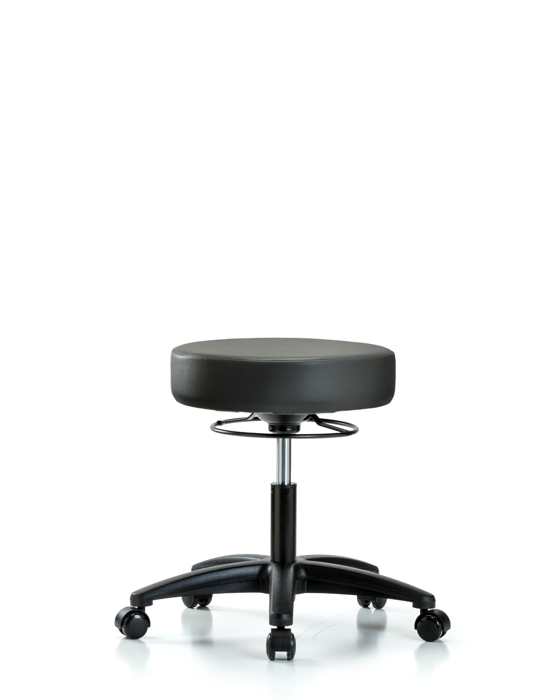 Blue Ridge Ergonomics VDHSO-RG-RC-8823 Rutledge Vinyl Stool without Back - Desk Height with Casters in Carbon Supernova™ Vinyl