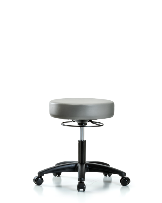 Blue Ridge Ergonomics VDHSO-RG-RC-8840 Rutledge Vinyl Stool without Back - Desk Height with Casters in Sterling Supernova™ Vinyl