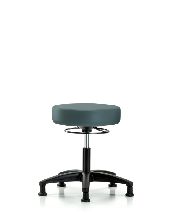 Blue Ridge Ergonomics VDHSO-RG-RG-8546 Rutledge Vinyl Stool without Back - Desk Height with Stationary Glides in Colonial Blue Trailblazer™ Vinyl