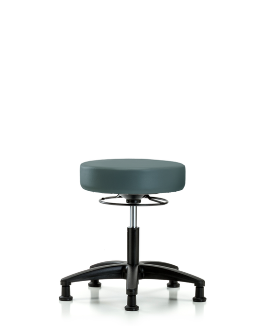 Blue Ridge Ergonomics VDHSO-RG-RG-8546 Rutledge Vinyl Stool without Back - Desk Height with Stationary Glides in Colonial Blue Trailblazer™ Vinyl