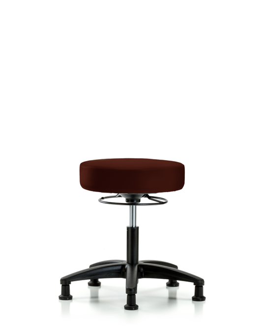 Blue Ridge Ergonomics VDHSO-RG-RG-8569 Rutledge Vinyl Stool without Back - Desk Height with Stationary Glides in Burgundy Trailblazer™ Vinyl
