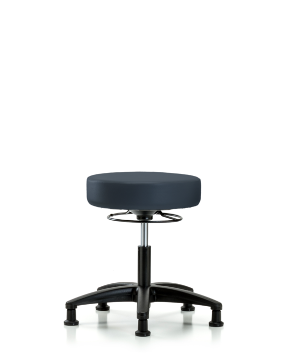 Blue Ridge Ergonomics VDHSO-RG-RG-8582 Rutledge Vinyl Stool without Back - Desk Height with Stationary Glides in Imperial Blue Trailblazer™ Vinyl