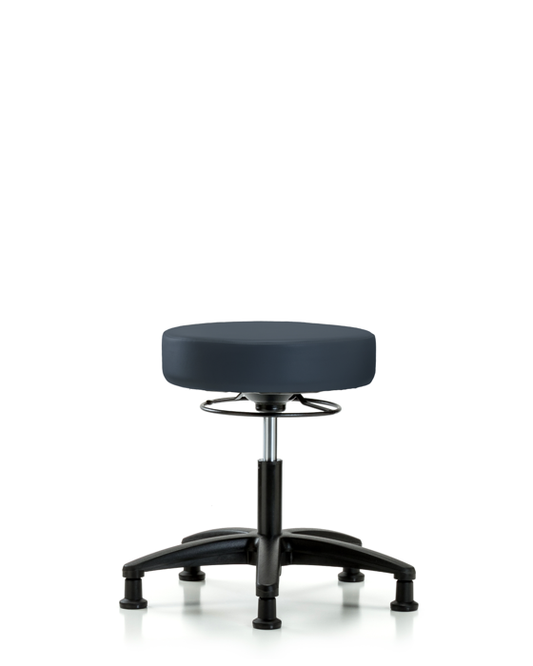 Blue Ridge Ergonomics VDHSO-RG-RG-8582 Rutledge Vinyl Stool without Back - Desk Height with Stationary Glides in Imperial Blue Trailblazer™ Vinyl