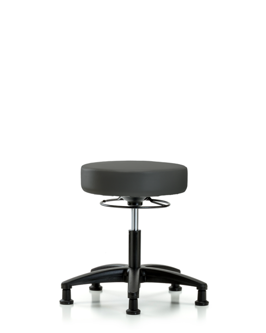 Blue Ridge Ergonomics VDHSO-RG-RG-8605 Rutledge Vinyl Stool without Back - Desk Height with Stationary Glides in Charcoal Trailblazer™ Vinyl