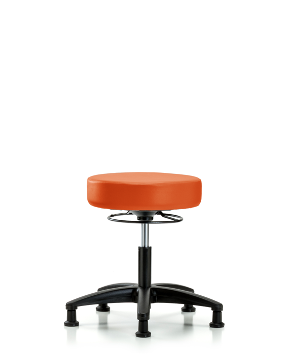 Blue Ridge Ergonomics VDHSO-RG-RG-8613 Rutledge Vinyl Stool without Back - Desk Height with Stationary Glides in Orange Kist Trailblazer™ Vinyl