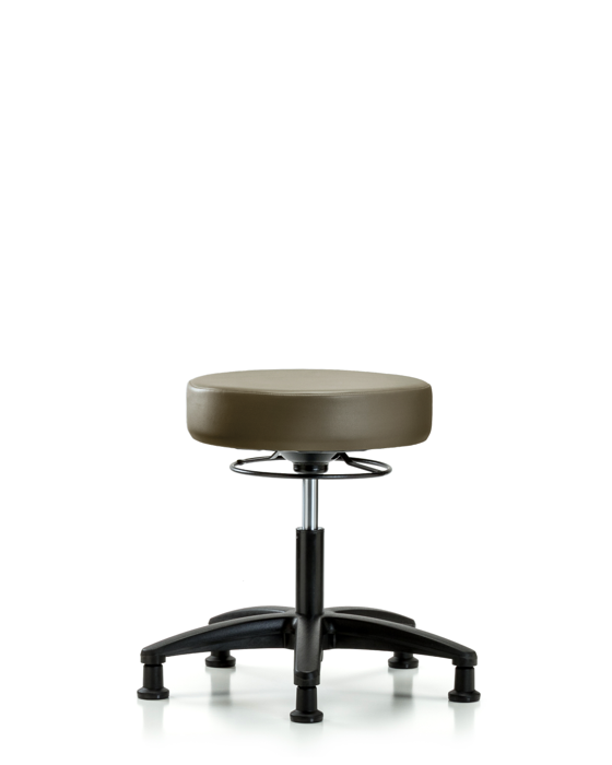 Blue Ridge Ergonomics VDHSO-RG-RG-8809 Rutledge Vinyl Stool without Back - Desk Height with Stationary Glides in Taupe Supernova™ Vinyl