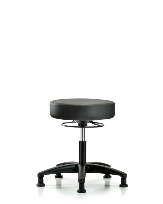 Blue Ridge Ergonomics VDHSO-RG-RG-8823 Rutledge Vinyl Stool without Back - Desk Height with Stationary Glides in Carbon Supernova™ Vinyl