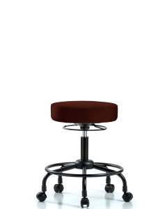 Blue Ridge Ergonomics VDHSO-RT-RC-8569 Rutledge Vinyl Stool without Back - Desk Height with Round Tube Base & Casters in Burgundy Trailblazer™ Vinyl