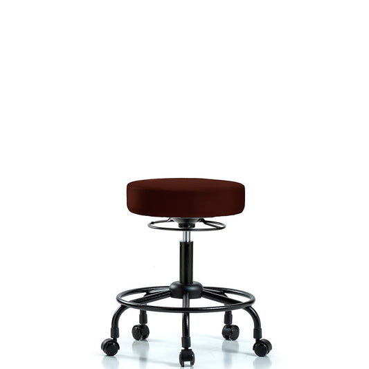 Blue Ridge Ergonomics VDHST-RT-T0-RC-8569 Rutledge Vinyl Stool with Back - Desk Height with Round Tube Base & Casters in Burgundy Trailblazer™ Vinyl