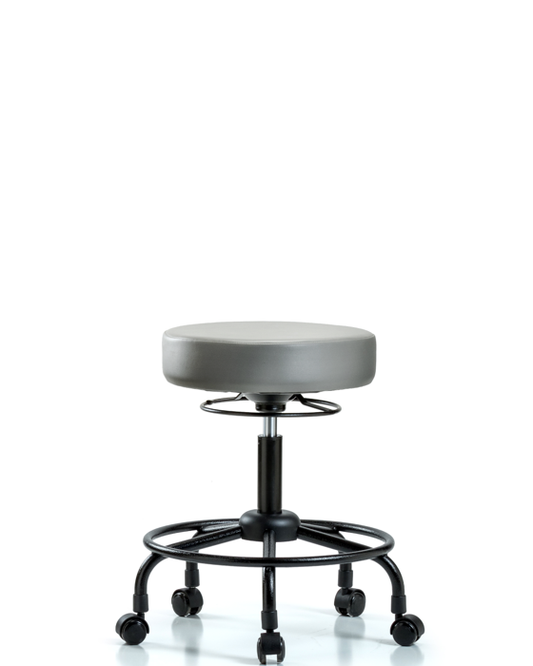 Blue Ridge Ergonomics VDHSO-RT-RC-8840 Rutledge Vinyl Stool without Back - Desk Height with Round Tube Base & Casters in Sterling Supernova™ Vinyl