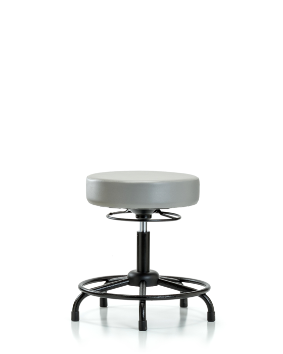 Blue Ridge Ergonomics VDHSO-RT-RG-8567 Rutledge Vinyl Stool without Back - Desk Height with Round Tube Base & Stationary Glides in Dove Trailblazer™ Vinyl