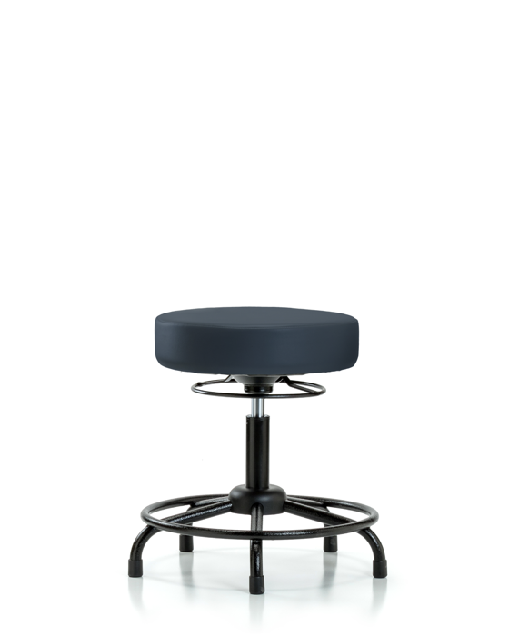 Blue Ridge Ergonomics VDHSO-RT-RG-8582 Rutledge Vinyl Stool without Back - Desk Height with Round Tube Base & Stationary Glides in Imperial Blue Trailblazer™ Vinyl