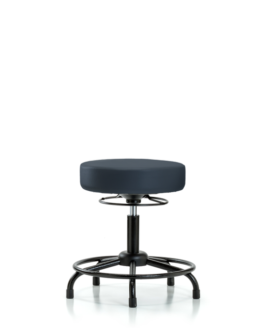 Blue Ridge Ergonomics VDHSO-RT-RG-8582 Rutledge Vinyl Stool without Back - Desk Height with Round Tube Base & Stationary Glides in Imperial Blue Trailblazer™ Vinyl