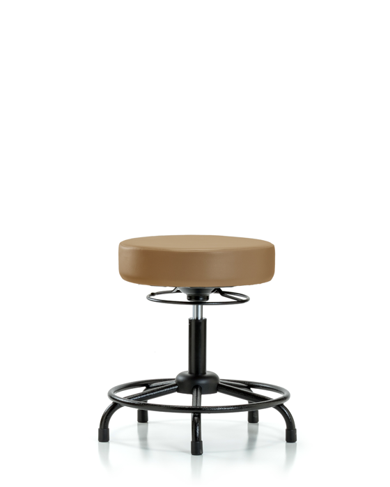 Blue Ridge Ergonomics VDHSO-RT-RG-8584 Rutledge Vinyl Stool without Back - Desk Height with Round Tube Base & Stationary Glides in Taupe Trailblazer™ Vinyl