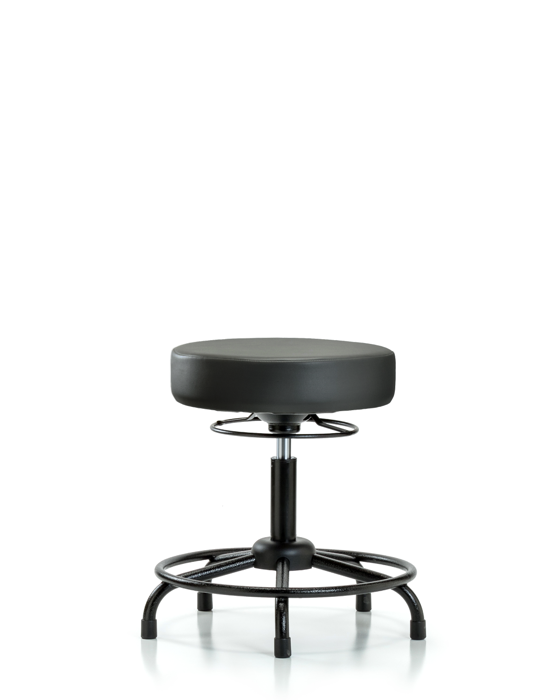 Blue Ridge Ergonomics VDHSO-RT-RG-8823 Rutledge Vinyl Stool without Back - Desk Height with Round Tube Base & Stationary Glides in Carbon Supernova™ Vinyl