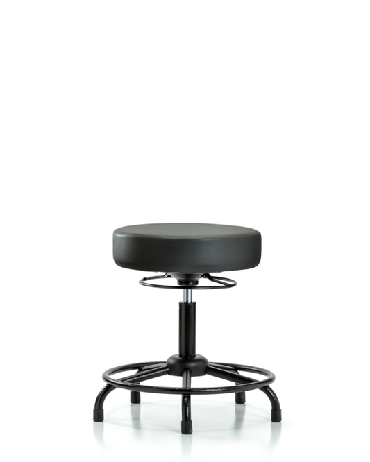 Blue Ridge Ergonomics VDHSO-RT-RG-8823 Rutledge Vinyl Stool without Back - Desk Height with Round Tube Base & Stationary Glides in Carbon Supernova™ Vinyl