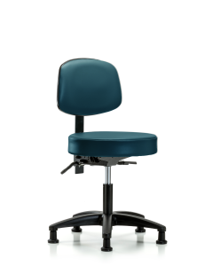 Blue Ridge Ergonomics VDHST-RG-T0-RG-8801 Rutledge Vinyl Stool with Back - Desk Height with Stationary Glides in Marine Blue Supernova™ Vinyl