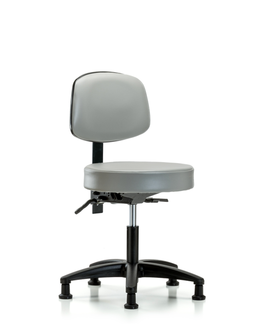 Blue Ridge Ergonomics VDHST-RG-T0-RG-8840 Rutledge Vinyl Stool with Back - Desk Height with Stationary Glides in Sterling Supernova™ Vinyl