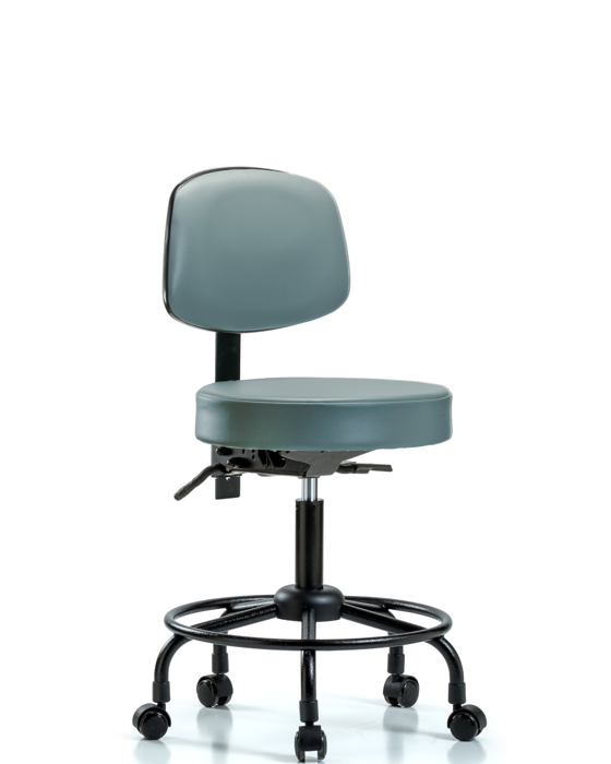 Blue Ridge Ergonomics VDHST-RT-T1-RC-8822 Rutledge Vinyl Stool with Back - Desk Height with Round Tube Base, Seat Tilt, & Casters in Storm Supernova™ Vinyl