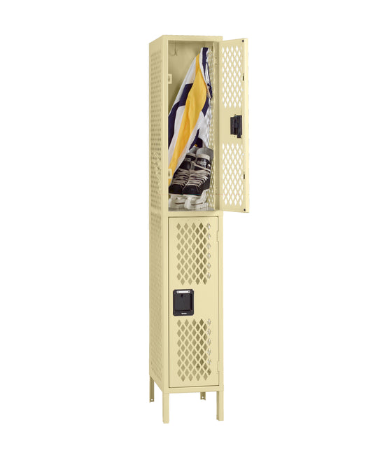 Tennsco VDL-121836-1 Double Tier Ventilated Locker - One Wide With Legs (Assembled)