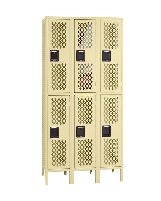 Tennsco VDL-121836-3 Double Tier Ventilated Locker - Three Wide With Legs (Assembled)