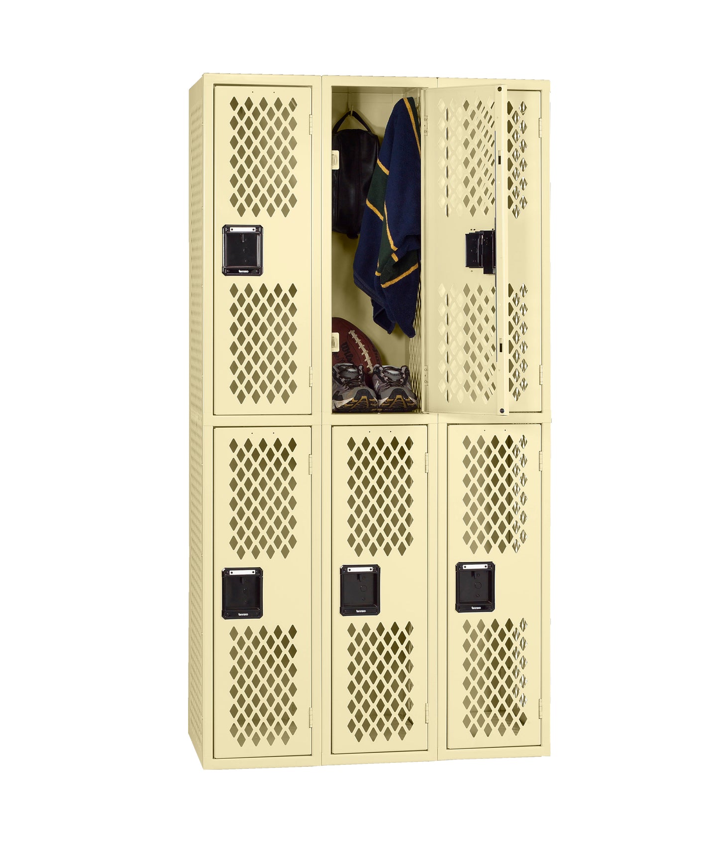 Tennsco VDL-121836-C Double Tier Ventilated Locker - Three Wide, No Legs (Assembled)
