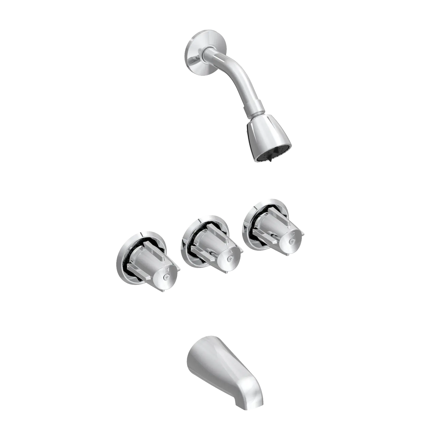 Matco-Norca VE-870C Value Engineered Three Handle Tub & Shower Trim, Slip on Spout, Chrome