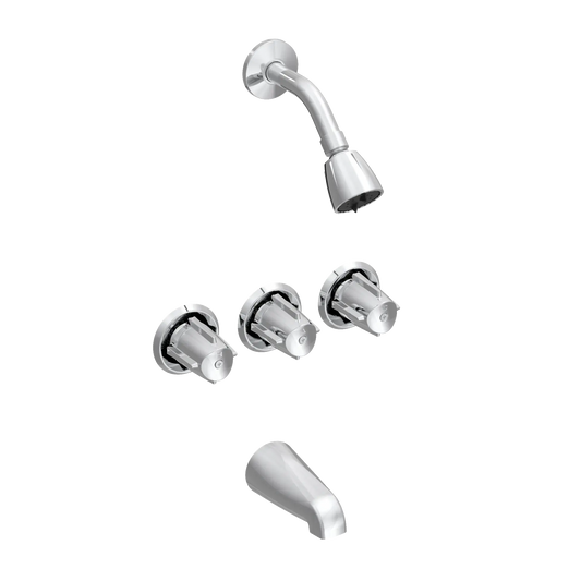 Matco-Norca VE-870C Value Engineered Three Handle Tub & Shower Trim, Slip on Spout, Chrome