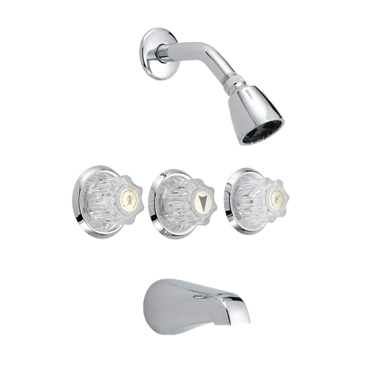 Matco-Norca VE-872C Value Engineered Three Handle Tub & Shower Trim, Slip on Spout, Chrome