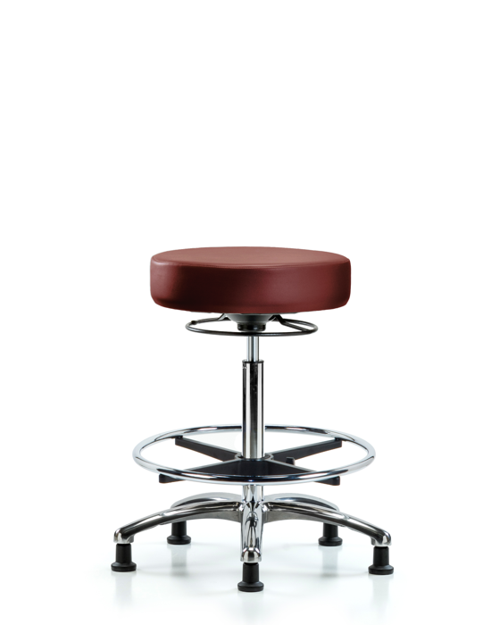 Blue Ridge Ergonomics VHBSO-CR-CF-RG-8815 Rutledge Vinyl Stool without Back Chrome - High Bench Height with Chrome Foot Ring & Stationary Glides in Borscht Supernova™ Vinyl