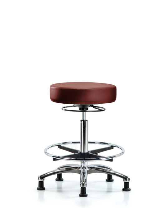 Blue Ridge Ergonomics VHBSO-CR-CF-RG-8815 Rutledge Vinyl Stool without Back Chrome - High Bench Height with Chrome Foot Ring & Stationary Glides in Borscht Supernova™ Vinyl