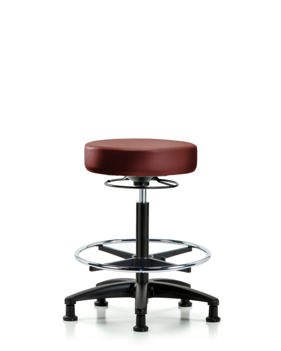 Blue Ridge Ergonomics VHBSO-RG-CF-RG-8815 Rutledge Vinyl Stool without Back - High Bench Height with Chrome Foot Ring & Stationary Glides in Borscht Supernova™ Vinyl