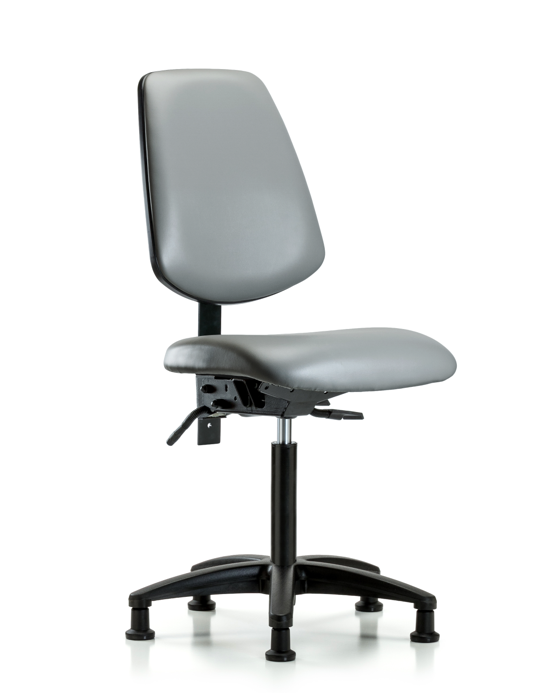Blue Ridge Ergonomics VMBCH-MB-RG-T0-A0-NF-RG-8840 Rutledge Vinyl Chair - Medium Bench Height with Medium Back & Stationary Glides in Sterling Supernova™ Vinyl