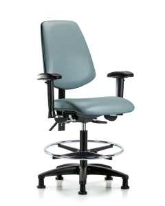 Blue Ridge Ergonomics VMBCH-MB-RG-T0-A1-CF-RG-8822 Rutledge Vinyl Chair - Medium Bench Height with Medium Back, Adjustable Arms, Chrome Foot Ring, & Stationary Glides in Storm Supernova™ Vinyl