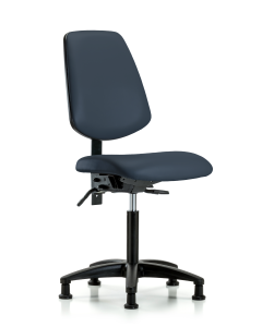 Blue Ridge Ergonomics VMBCH-MB-RG-T1-A0-NF-RG-8582 Rutledge Vinyl Chair - Medium Bench Height with Medium Back, Seat Tilt, & Stationary Glides in Imperial Blue Trailblazer™ Vinyl