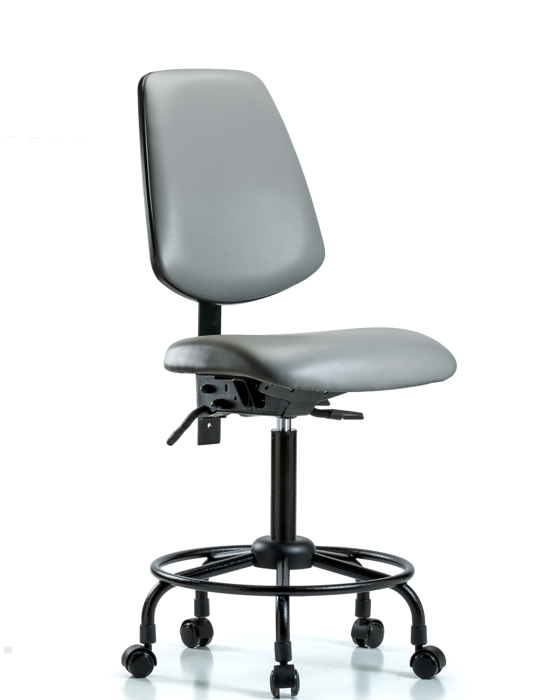 Blue Ridge Ergonomics VMBCH-MB-RT-T0-A0-RC-8840 Rutledge Vinyl Chair - Medium Bench Height with Round Tube Base, Medium Back, & Casters in Sterling Supernova™ Vinyl