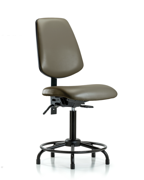 Blue Ridge Ergonomics VMBCH-MB-RT-T1-A0-RG-8809 Rutledge Vinyl Chair - Medium Bench Height with Round Tube Base, Medium Back, Seat Tilt, & Stationary Glides in Taupe Supernova™ Vinyl