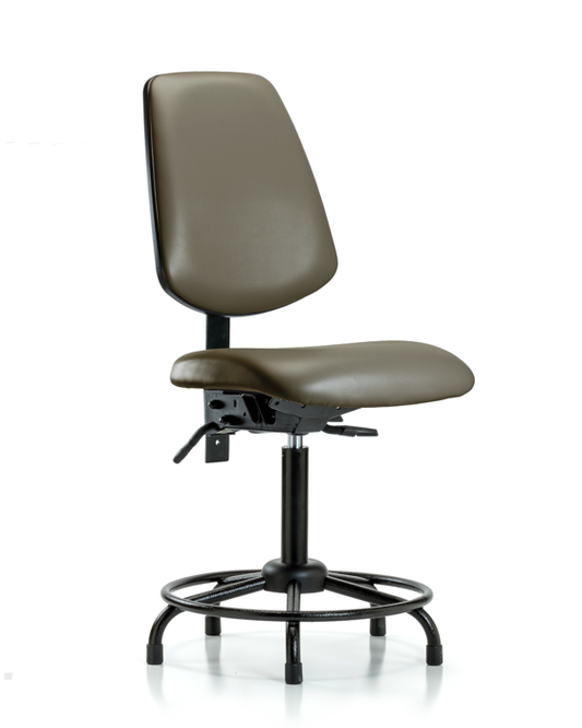 Blue Ridge Ergonomics VMBCH-MB-RT-T1-A0-RG-8809 Rutledge Vinyl Chair - Medium Bench Height with Round Tube Base, Medium Back, Seat Tilt, & Stationary Glides in Taupe Supernova™ Vinyl