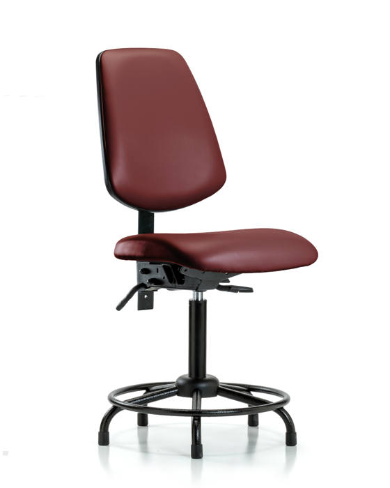 Blue Ridge Ergonomics VMBCH-MB-RT-T1-A0-RG-8815 Rutledge Vinyl Chair - Medium Bench Height with Round Tube Base, Medium Back, Seat Tilt, & Stationary Glides in Borscht Supernova™ Vinyl